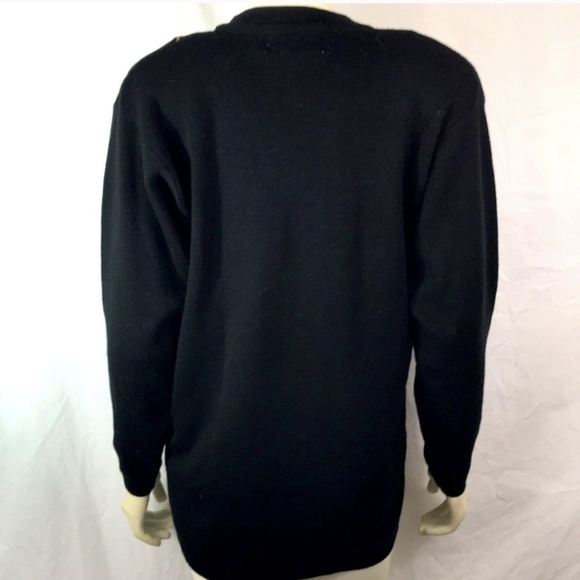 Vtg 90s Cardigan Black Sweater W/ Rope & Keys maximalist Embroidered Design Sz M - Picture 5 of 11